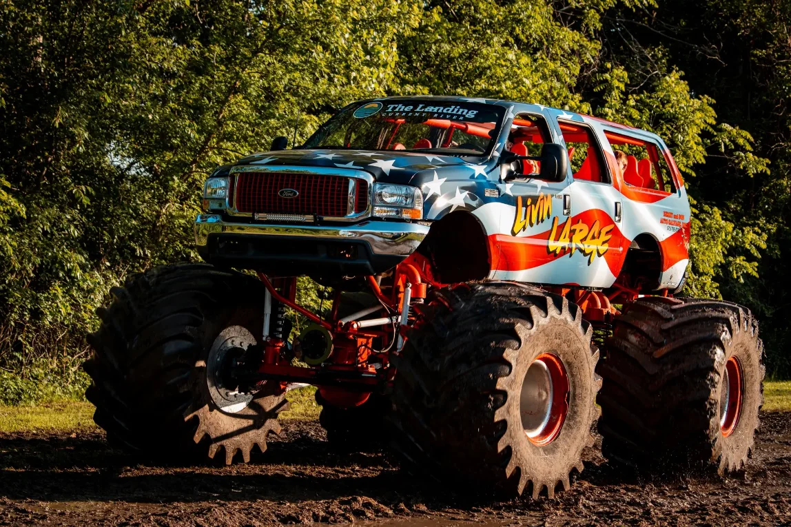 Livin' Large monster truck — 2000 Ford Excursion known as Big Fat Death in Zombieland Double Tap, owned by Michael Hughes of Van Buren Missouri